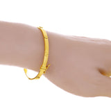 Italian 14k Yellow Gold Hollow Screw Design Bangle Bracelet 7" 4mm 4.4 grams