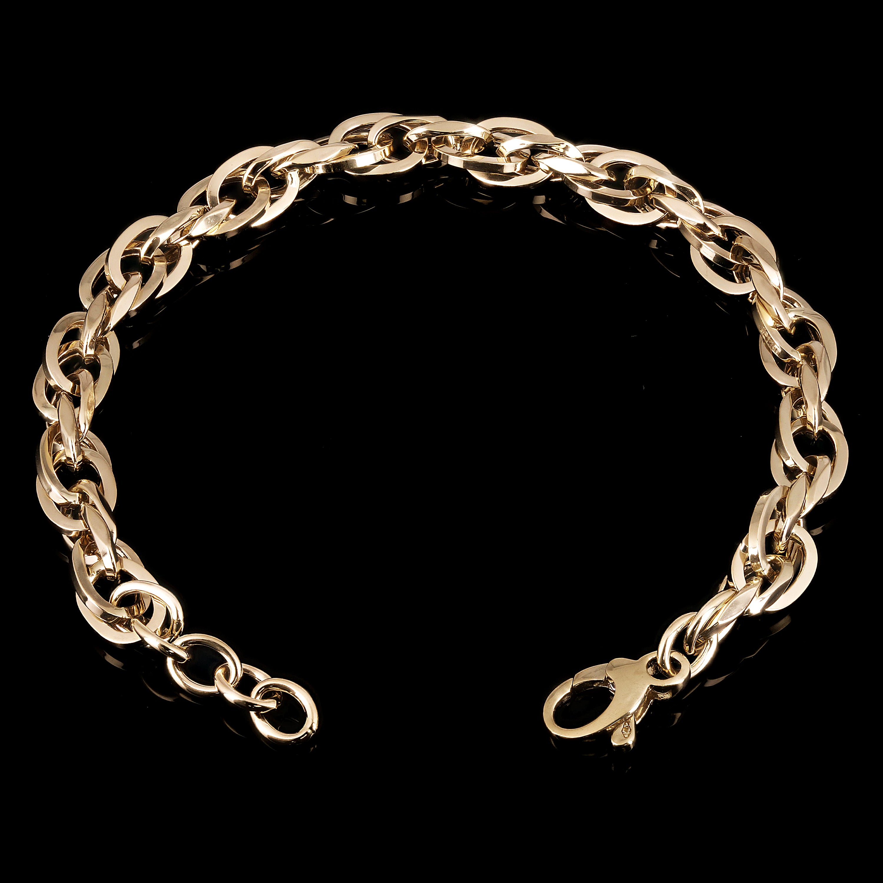 Italian 14k Yellow Gold Hollow Oval Link Bracelet 8.25" 7.5mm 6.6 grams