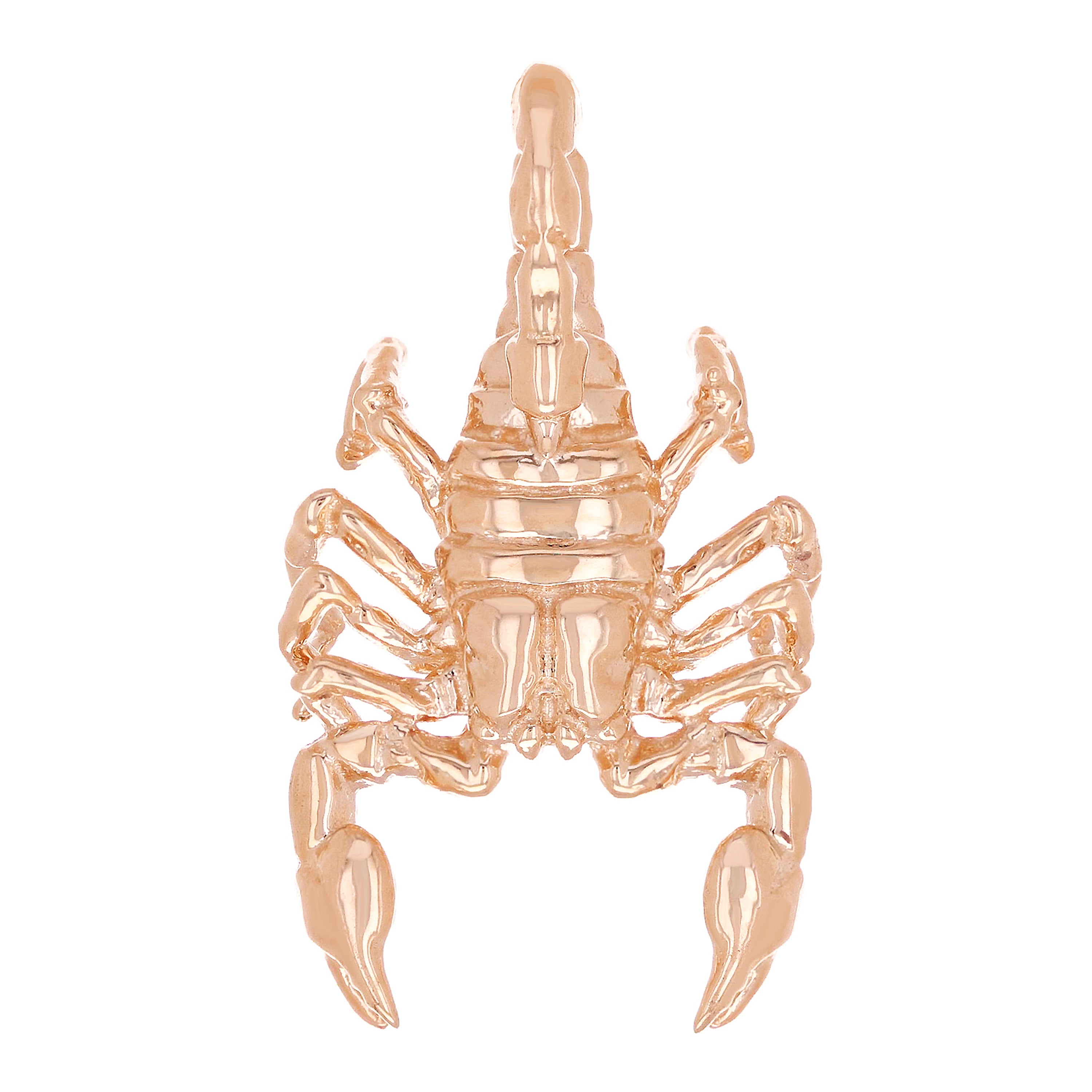 10k Rose Gold Solid Scorpion Pendant Insect Charm 1.2" 5 grams - Rose