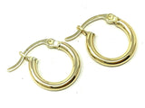 14k Yellow Gold Round Small Hollow Hoop Loop Earrings 13.6mm x 12.3mm 1 gram