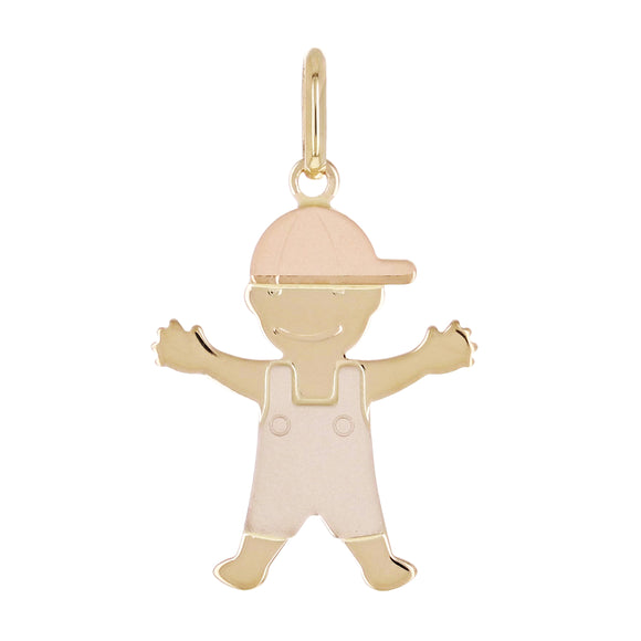 Italian 14k Tri-Color Gold Baby Boy Charm Pendant 1