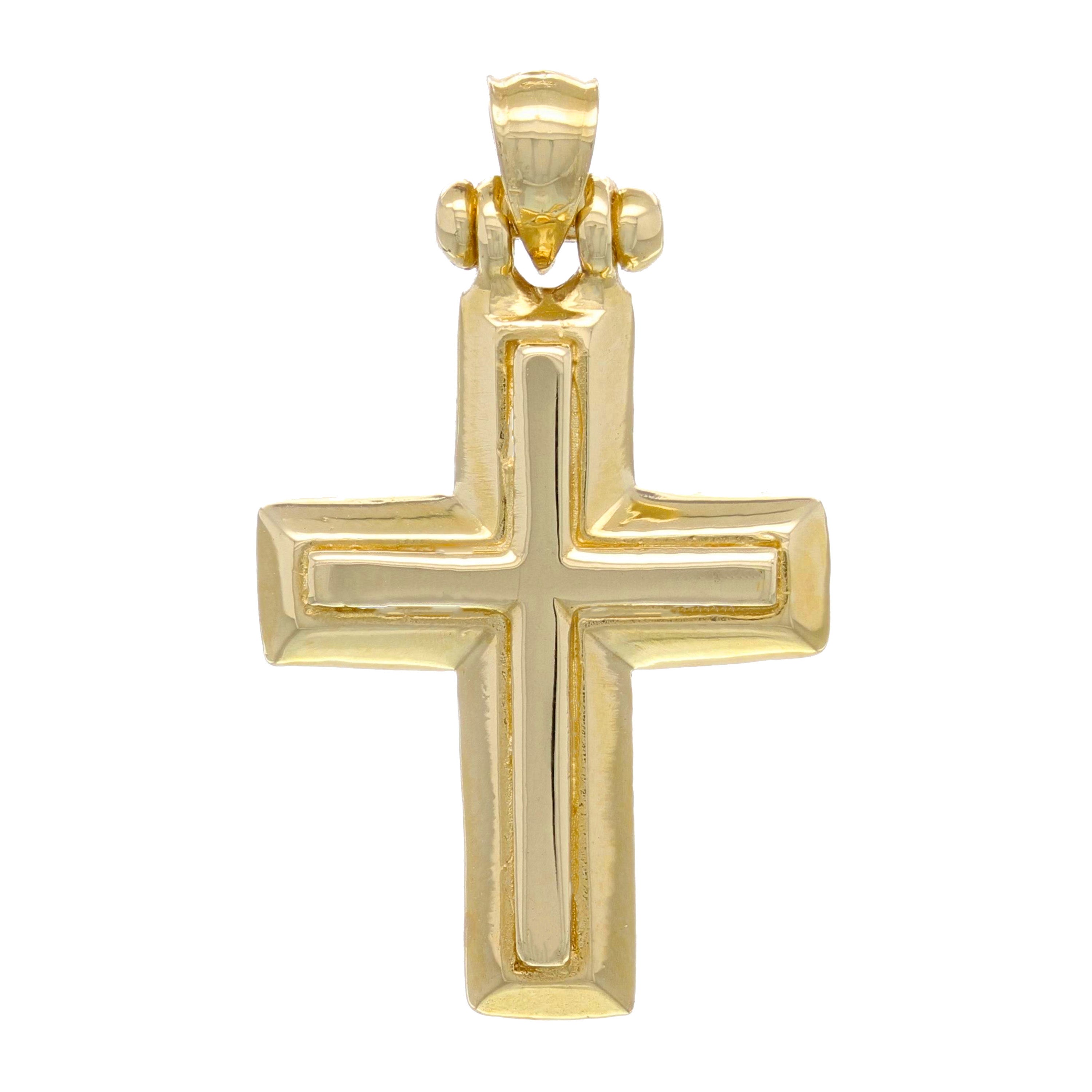 14k Yellow Gold 3D Cross Religious Charm Pendant 1.17" 3.9 grams - Yellow