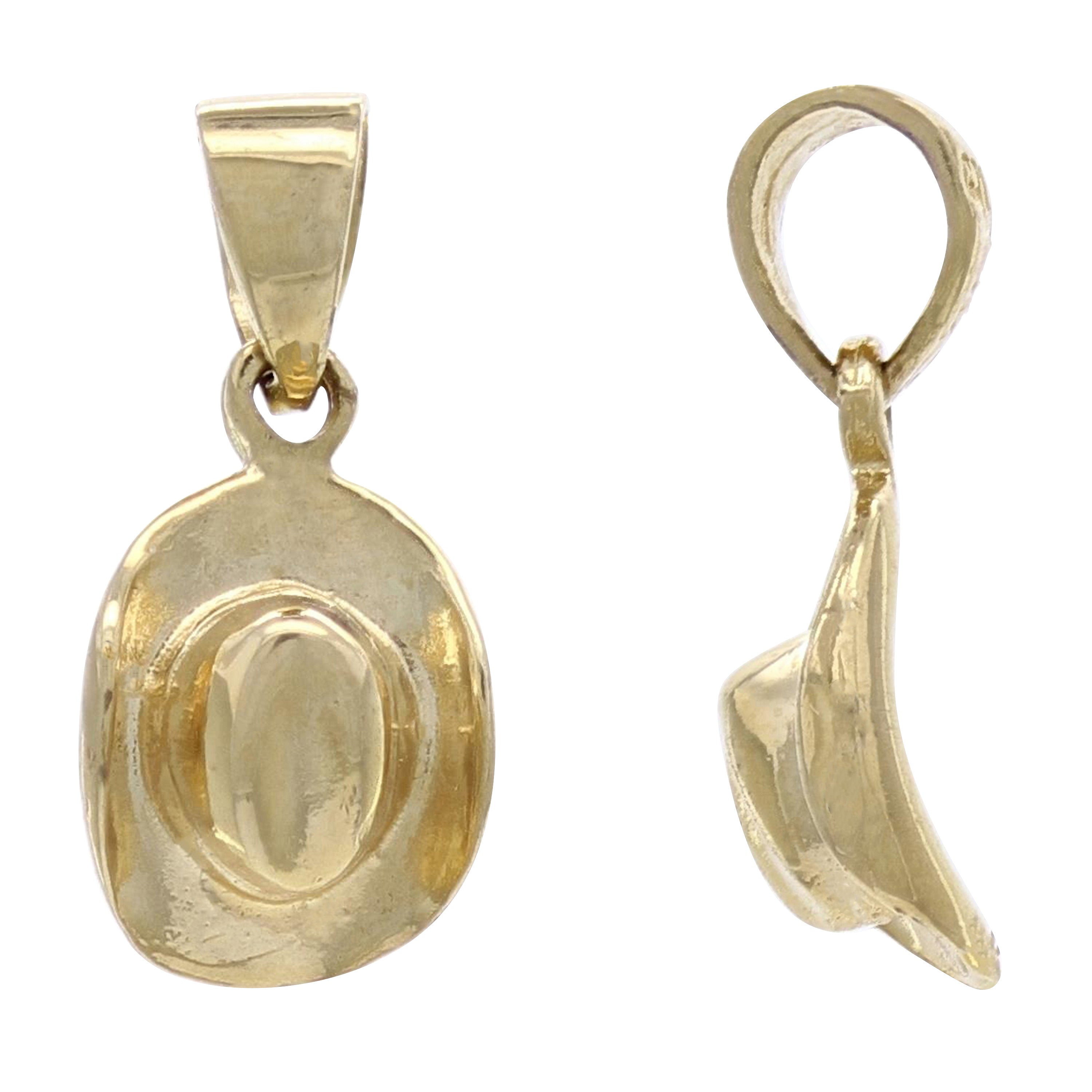 14k Yellow Gold Rodeo Horse Cowgirl Hat Cowboy Hat Charm Pendant 1.1 grams - Yellow