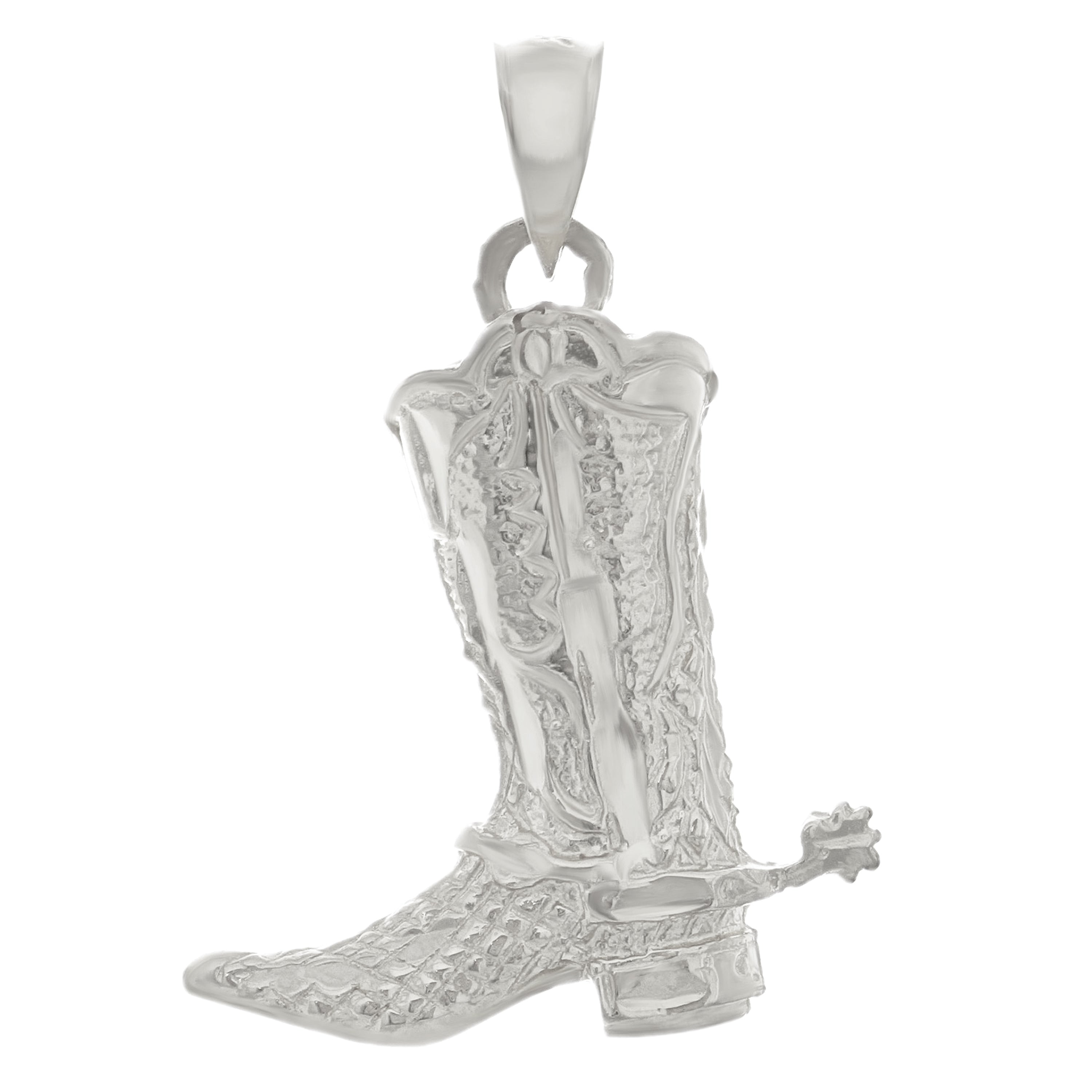 14k White Gold Western Cowgirl Boots Cowboy Boots Charm Pendant 3.3 grams - White
