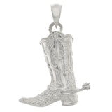 14k White Gold Western Cowgirl Boots Cowboy Boots Charm Pendant 3.3 grams - White