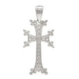 14k White Gold Khachkar Armenian Cross Charm Pendant 1.4 grams - White