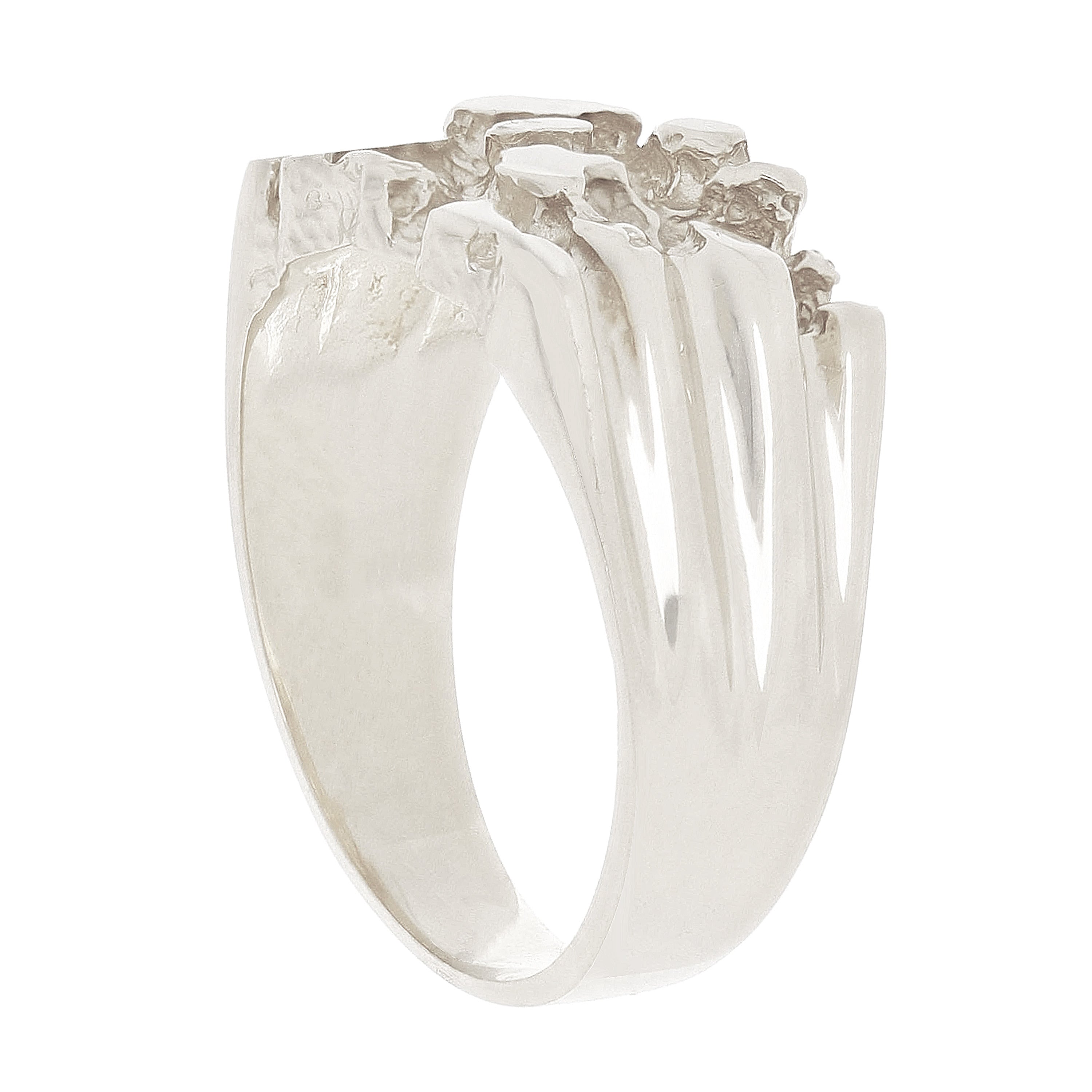 Men's 925 Sterling Silver Heavy Nugget Style Ring Size 9 - Ring Size 9