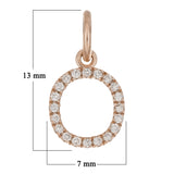 14k Rose Gold Diamond Initial Letter O Charm Pendant - Letter O,Rose