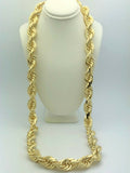 Men's Solid 14k Yellow Gold Diamond Cut Rope Chain Necklace 28" 15mm 441.6 grams