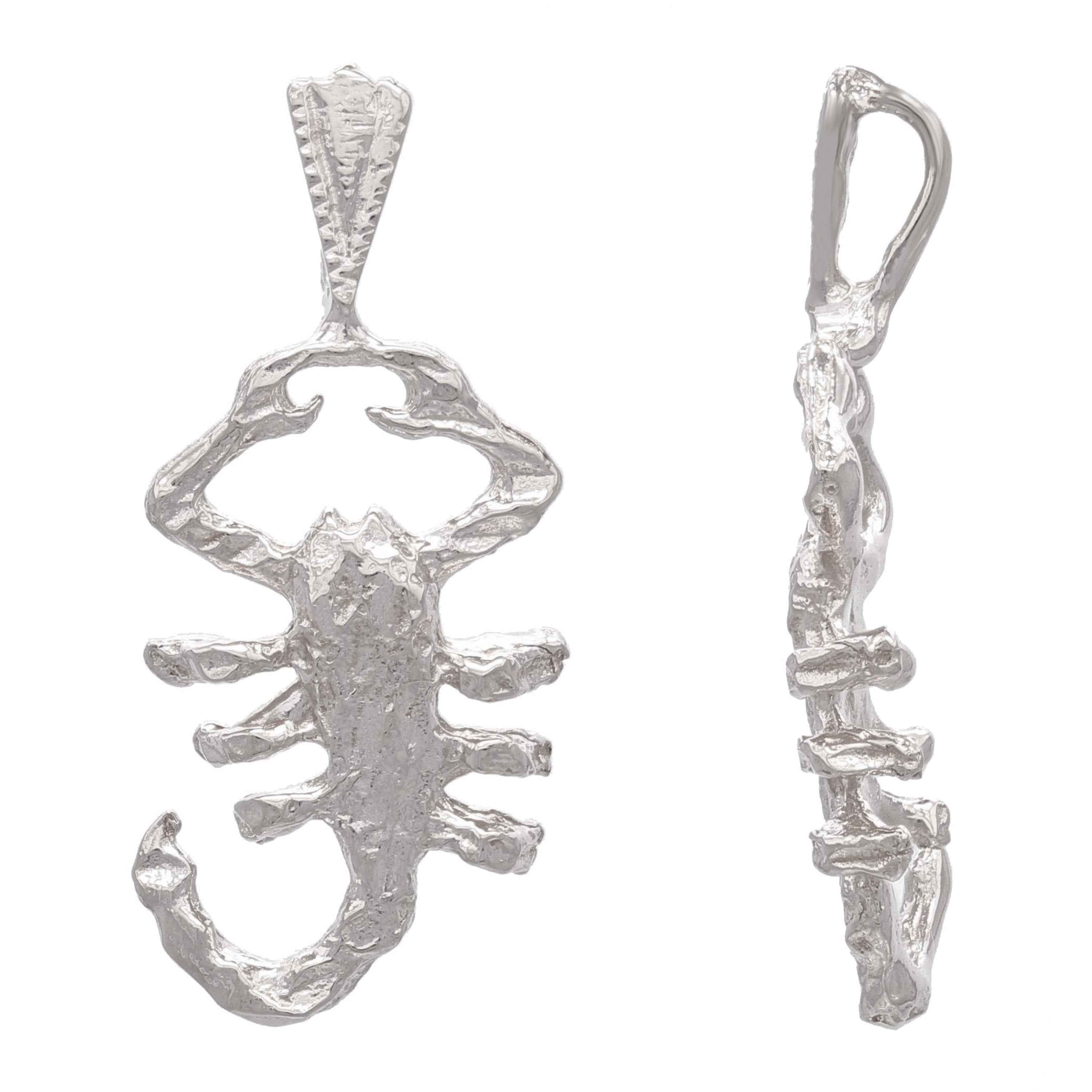 14k White Gold Diamond Cut Zodiac Sign Scorpion Charm Pendant 2.4 grams - White