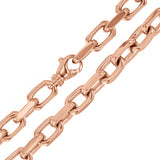18k Rose Gold Solid Handmade Link Chain Necklace 22" 8.5mm 158 grams - Rose,22"