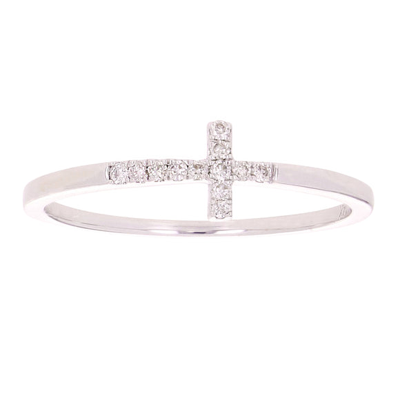 14k White Gold 0.06ctw Diamond Sideways Cross Stacking Ring - White