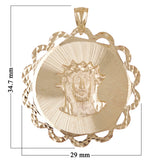 14k Yellow Gold 3D Jesus Christ Crown with Thorns Charm Pendant 1.4" 5.4 grams