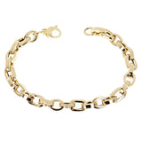 Italian 14k Yellow Gold Hollow Oval & Rectangle Link Bracelet 8" 7.2mm 6.2 grams