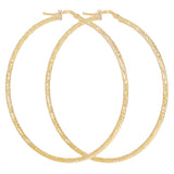 Italian 14k Yellow Gold Diamond Cut Hollow Round Hoop Earrings 2.2" 2mm 3.3grams