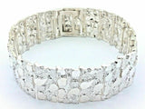 925 Sterling Silver Solid Nugget Bracelet Adjustable 8" 21.5mm 51.3 grams