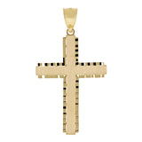 14k Yellow Gold Solid Diamond Cut Satin Cross Pendant 1.9" 3.7 grams