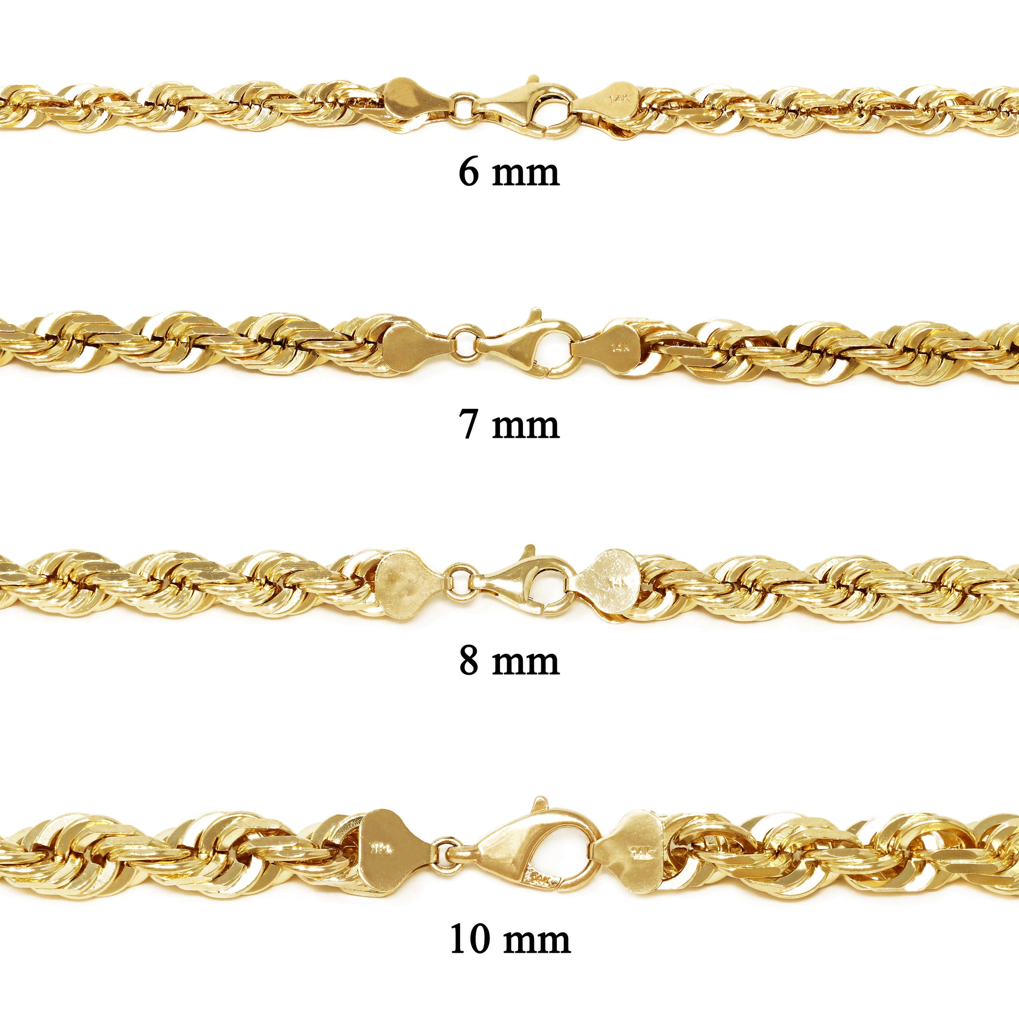 14k Yellow Gold Solid Diamond Cut Rope Chain Necklace  Direct Source Gold  & Diamond – Direct Source Gold & Diamond