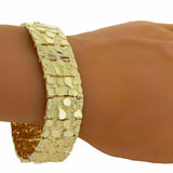 Men's Solid 14k Yellow Gold Nugget Link Bracelet 8"-8.5" 21.5mm 62.5 grams