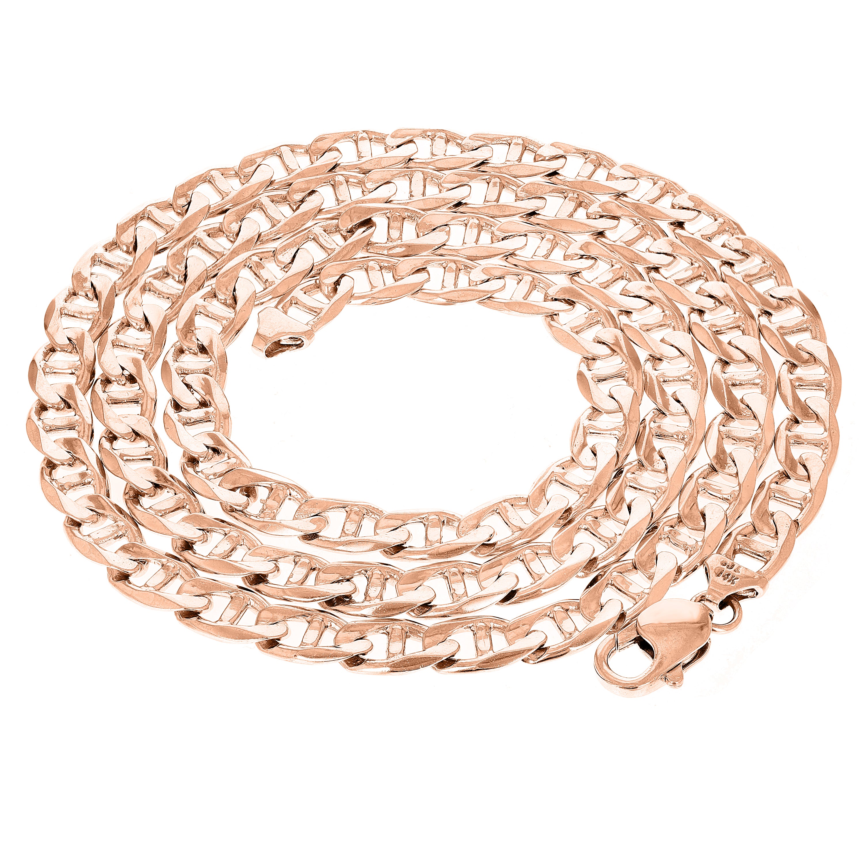 10k Rose Gold Solid Anchor Mariner Link Chain Necklace 22" 7.7mm 51.4 grams - Rose,22"