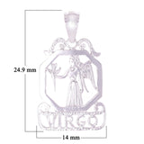 14k White Gold  Diamond Zodiac Sign Virgo Pendant - Virgo,White