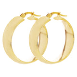 Italian 14k Yellow Gold Shiny Round Hollow Hoop Earrings 1" 7.4mm 3.3 grams