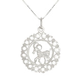 14k White Gold Zodiac Sign Aries Pendant Necklace 18" - Aries,White