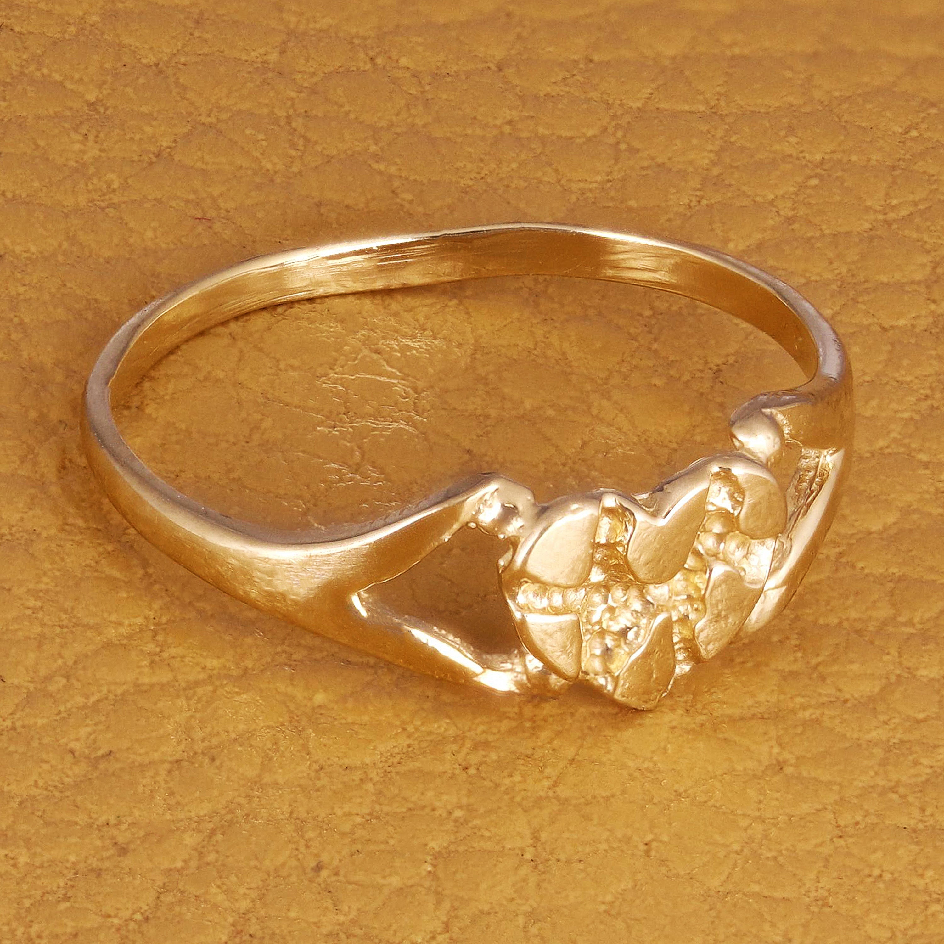 14k Yellow Gold Heart Nugget Style Ring Size 10 - Ring Size 10