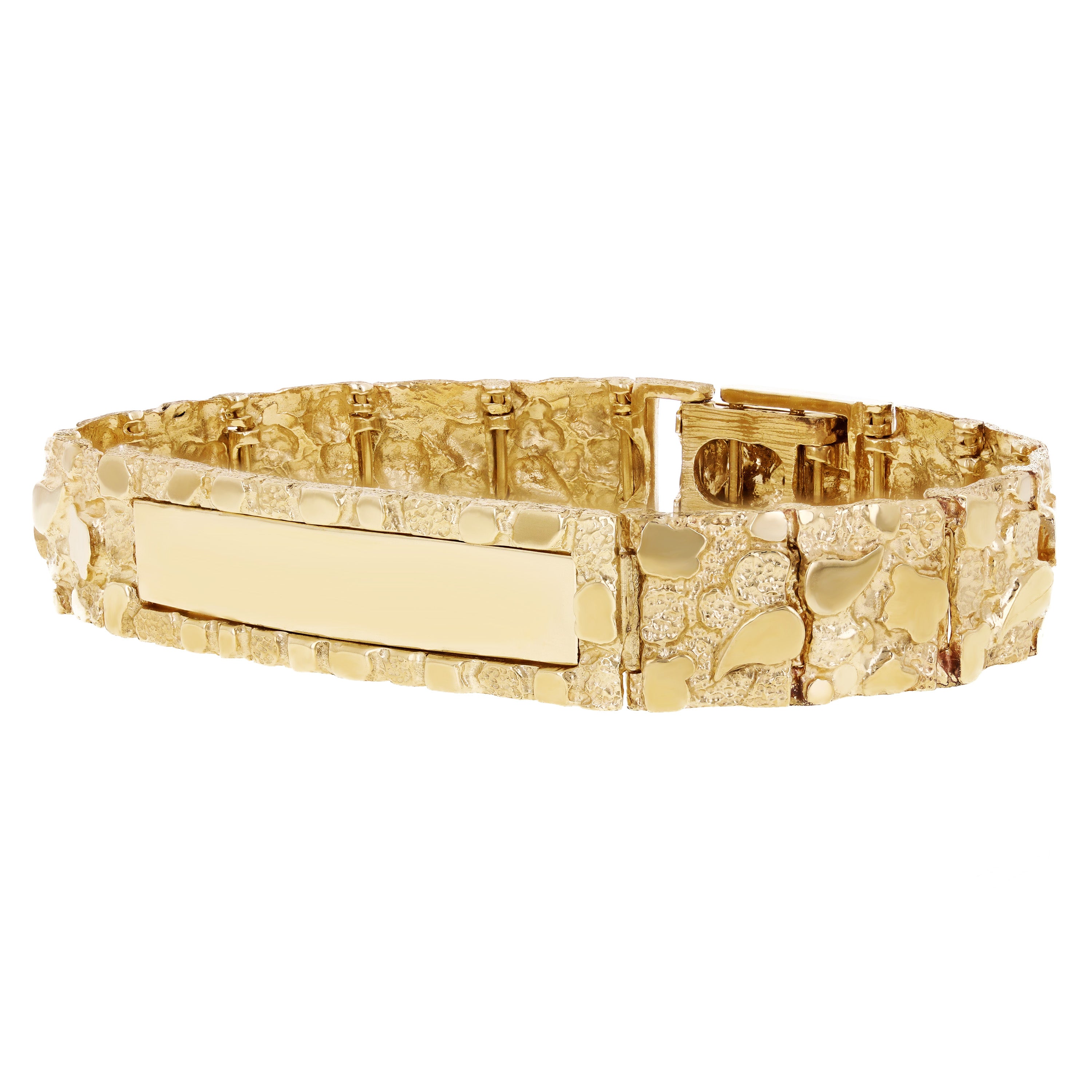 Men's 14k Solid Yellow Gold Nugget ID Bracelet 7.5" 15.8mm 41.6 grams - 7.5" 41.6 grams