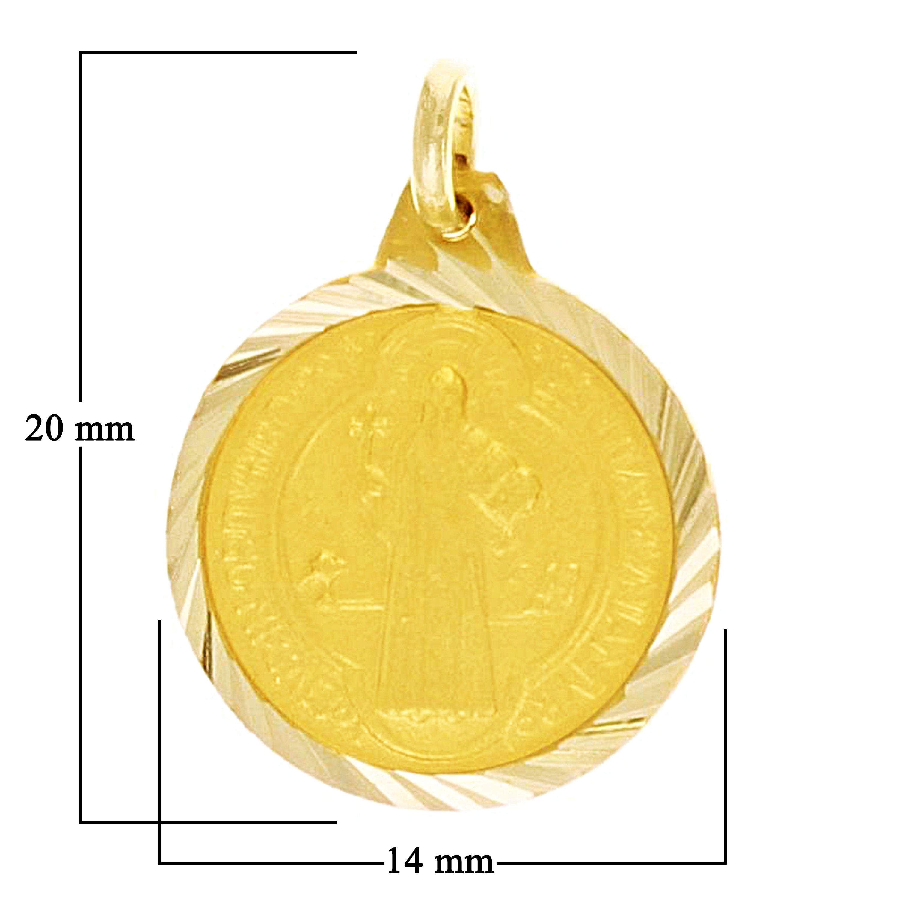 Italian 14k Yellow Gold Saint Benedict Medal Charm Pendant 20mmx14.mm 1.6 grams