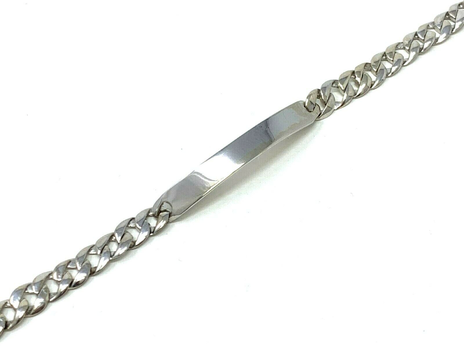 14k White Gold Child Baby Boy Kid Flat ID Cuban Bracelet 6" 7.3 grams