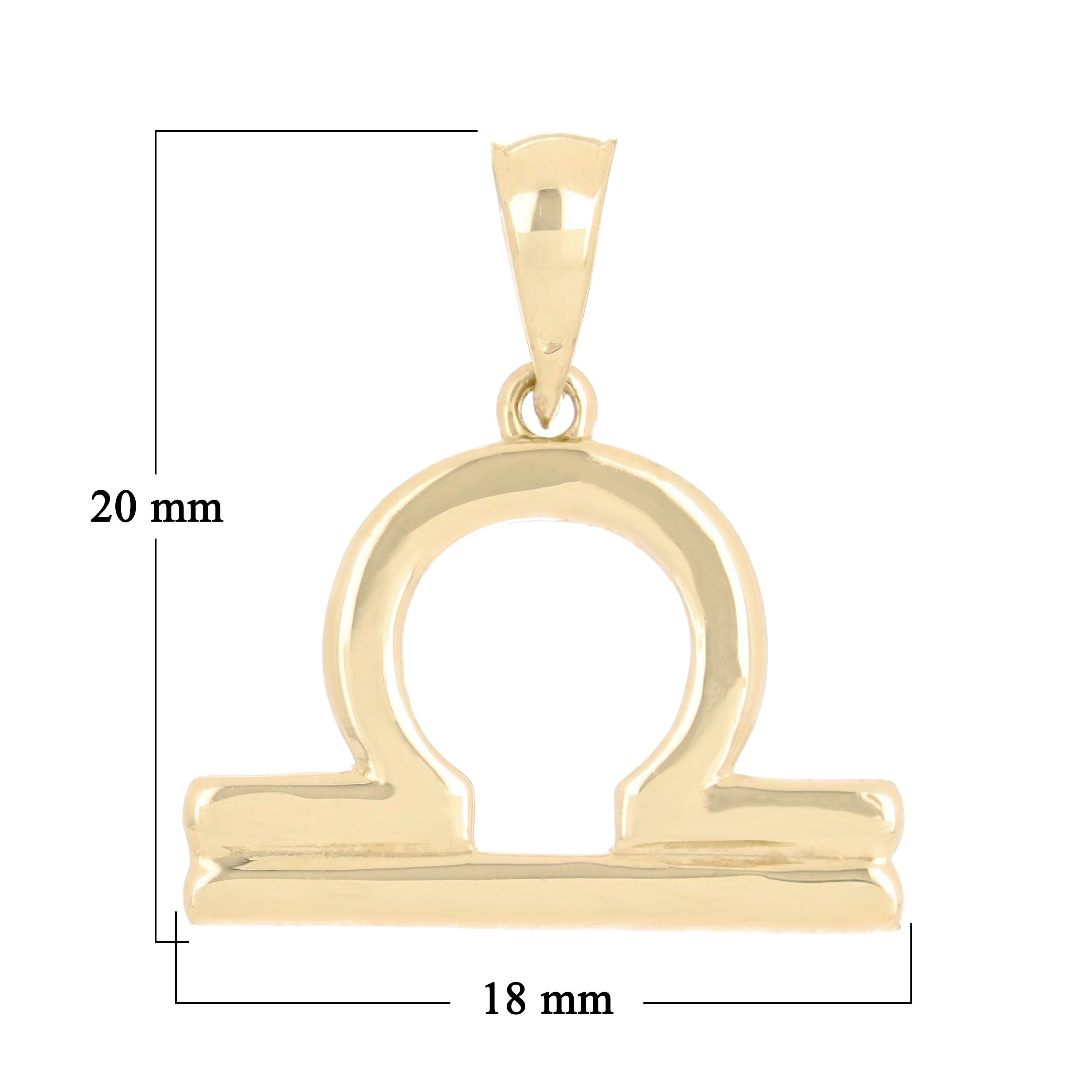 14k Yellow Gold Libra Zodiac Sign Charm Pendant - Libra,Yellow