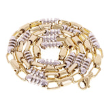 14k Yellow & White Gold Solid Handmade Link Chain Necklace 20" 6.9mm 87.2 grams - 20"