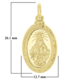 Italian 14k Yellow Gold Mother Mary Miraculous Medal Charm Pendant 1" 1.5 grams