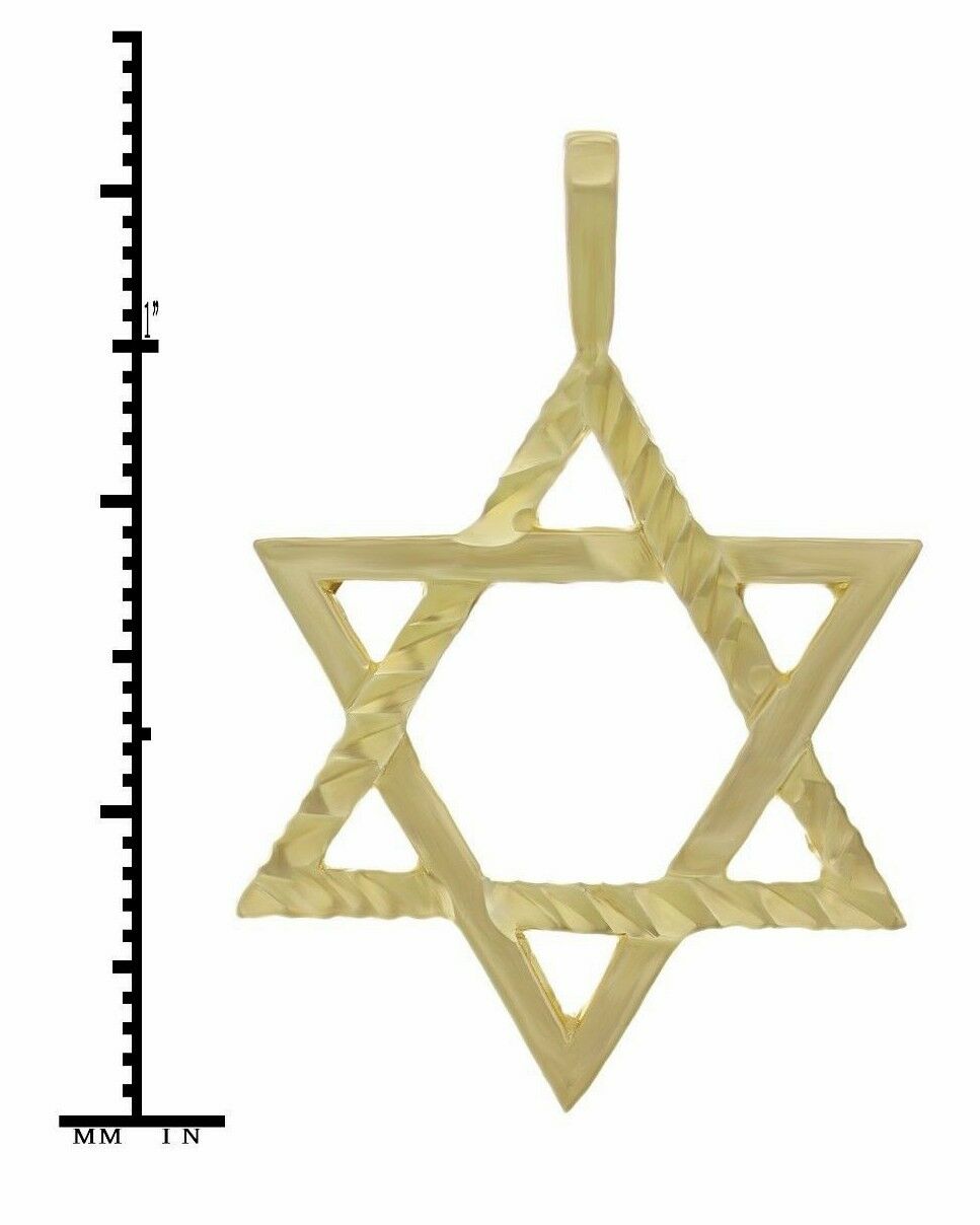 14k Yellow Gold Diamond Cut Jewish Star of David Charm Pendant 3.3 grams
