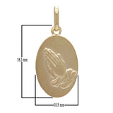 14k Yellow Gold Embossed D�rer's Praying Hands Oval Medallion Pendant 1.6 grams