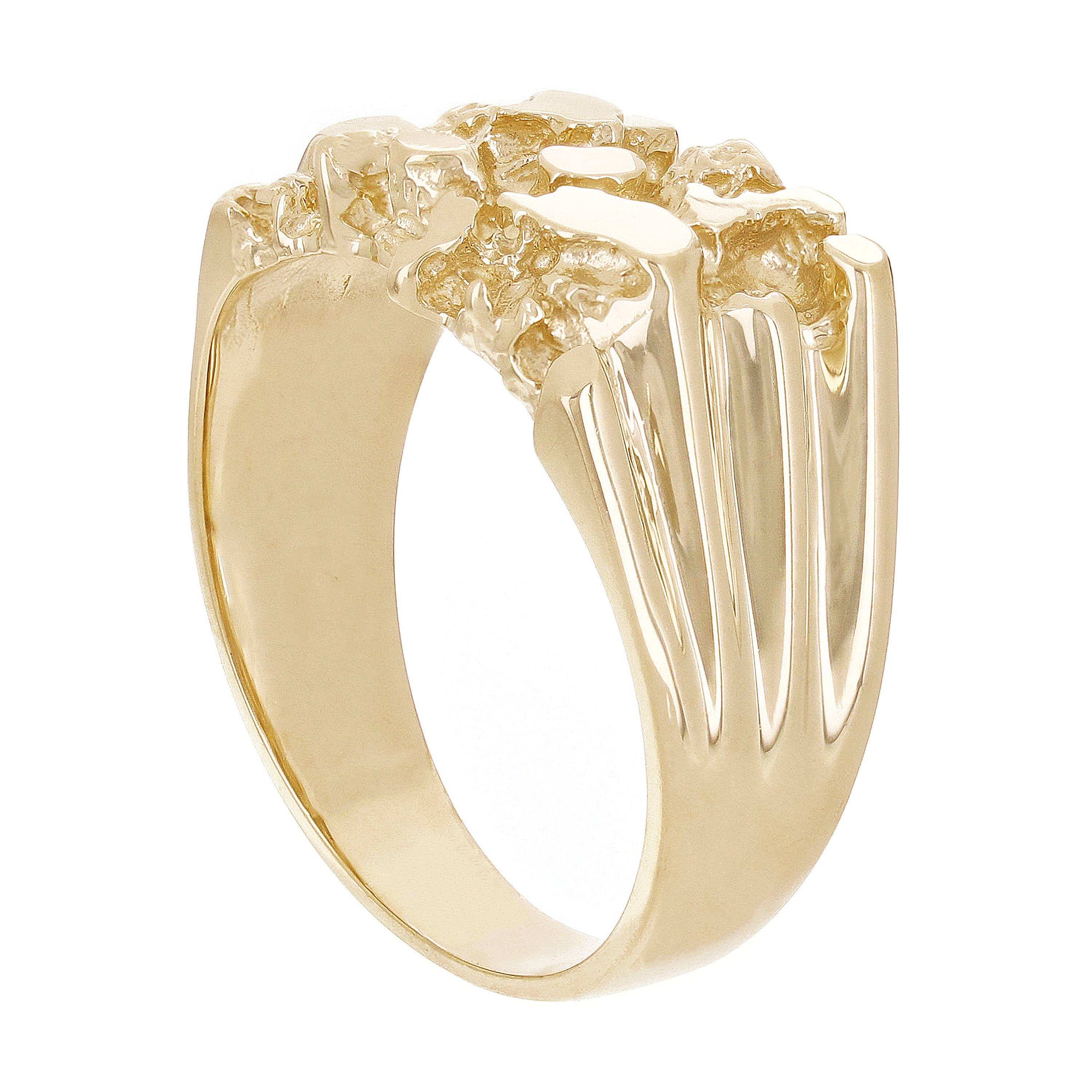 14k Yellow Gold Solid Chunky Nugget Ring 13mm Size 7.5 6.5 grams - Ring Size 7.5