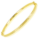 Italian 14k Yellow Gold Hollow Diamond Cut Bangle Bracelet 7" 5.3mm 5 grams