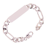 14k White Gold Solid Figaro Chain ID Bracelet 8" 10.5mm 40 grams - 8" 40 grams