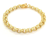 10k Yellow Gold Solid Double Link Charm Bracelet 7" 7.5mm 15.8 grams
