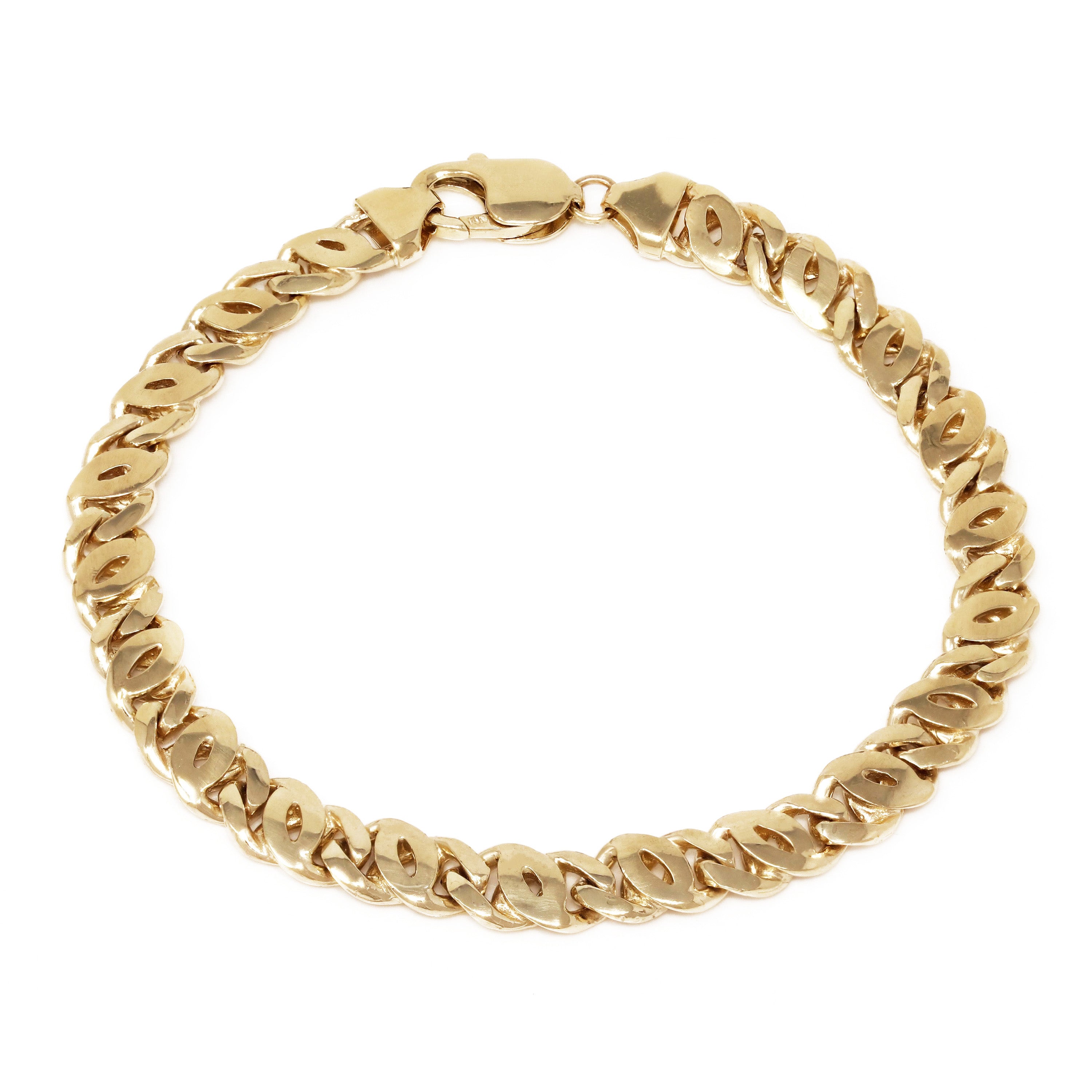 14k Yellow Gold Solid Handmade Link Chain Bracelet 9.25" 8mm 32.9 grams