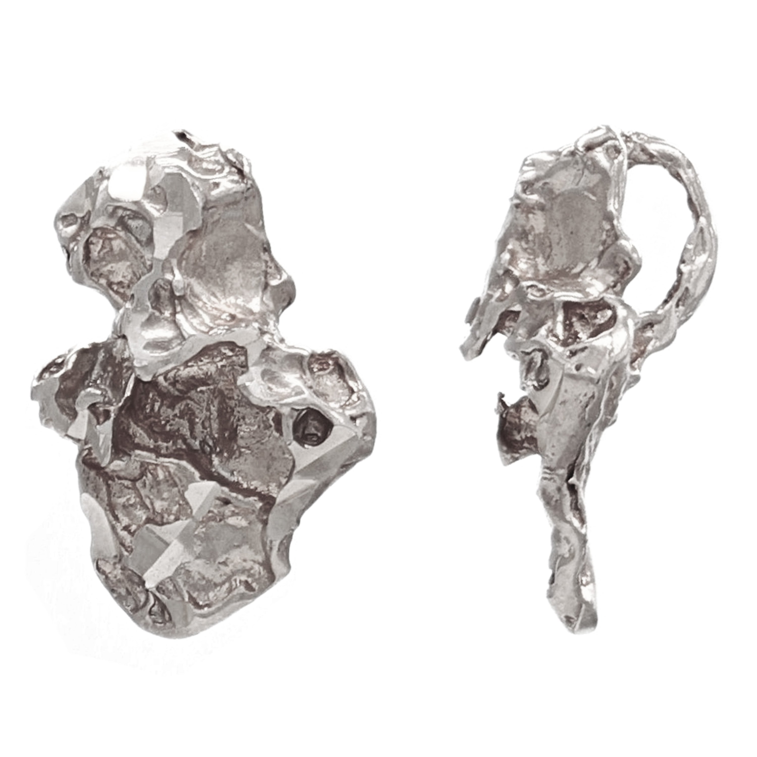 14k White Gold Solid Nugget Free Form Charm Pendant 1.1  grams - White