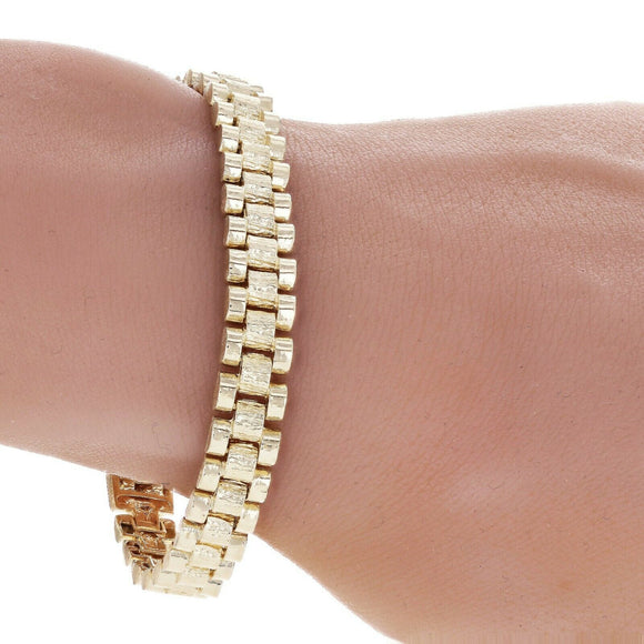 10k Yellow Gold Watch Link Bracelet Adjustable 7.25