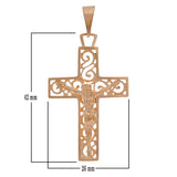 14k Rose Gold Jesus Christ Crucifix Cross Religious Charm Pendant 2" 5.2 grams - Rose