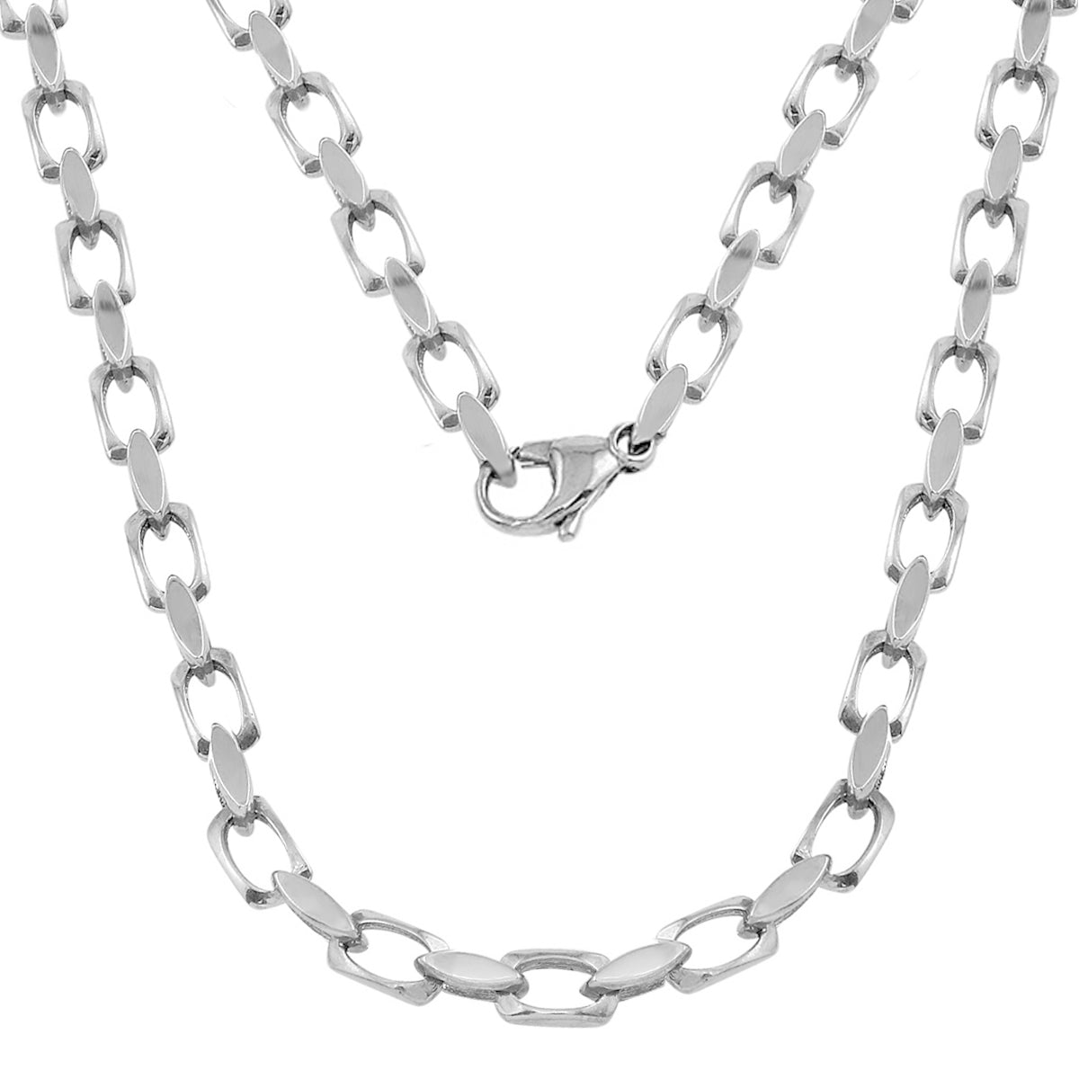 14k White Gold Handmade Fashion Link Necklace 20" 5.5mm 41 grams