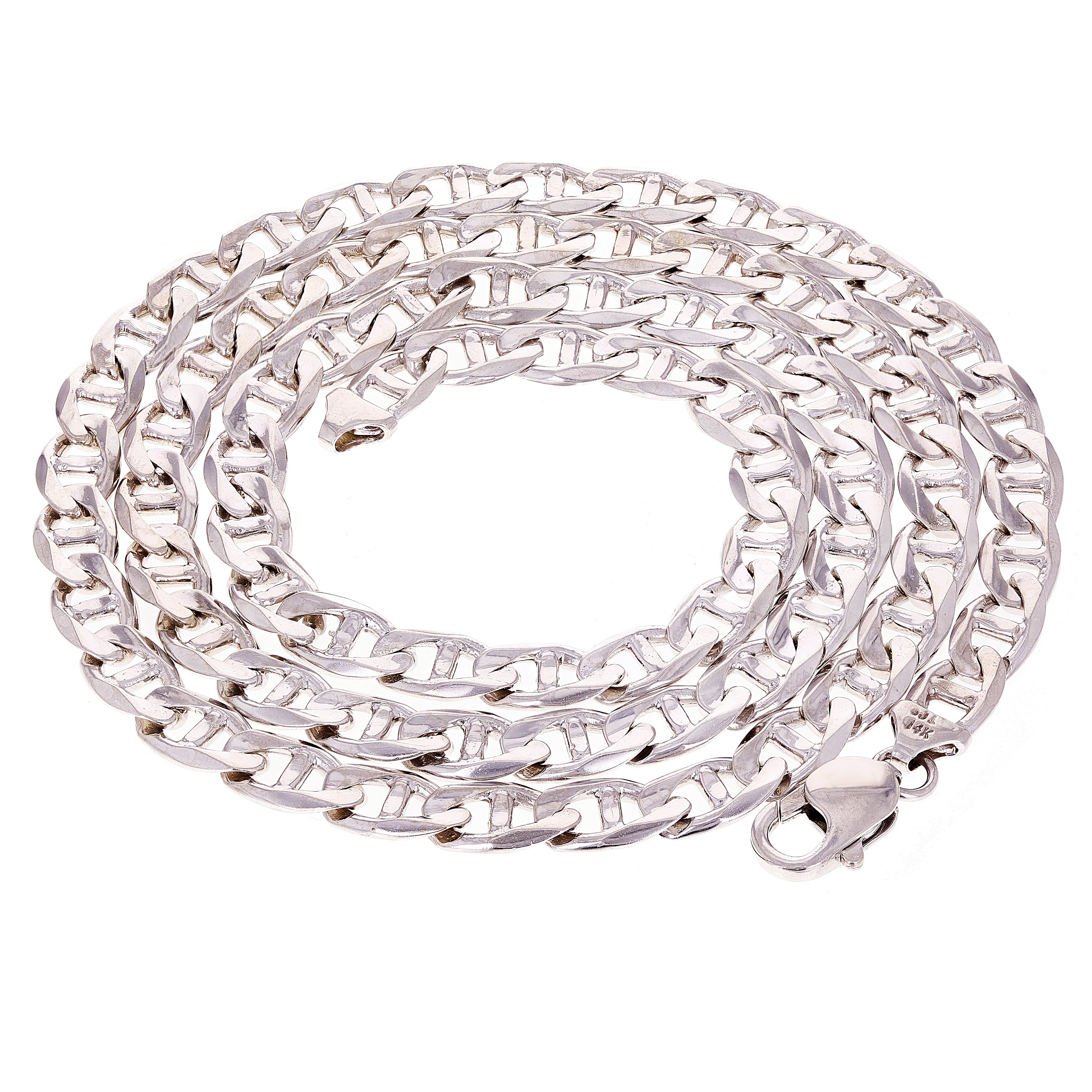 10k White Gold Concave Mariner Gucci Chain Necklace 26" 7.8mm 63 grams - White,26"