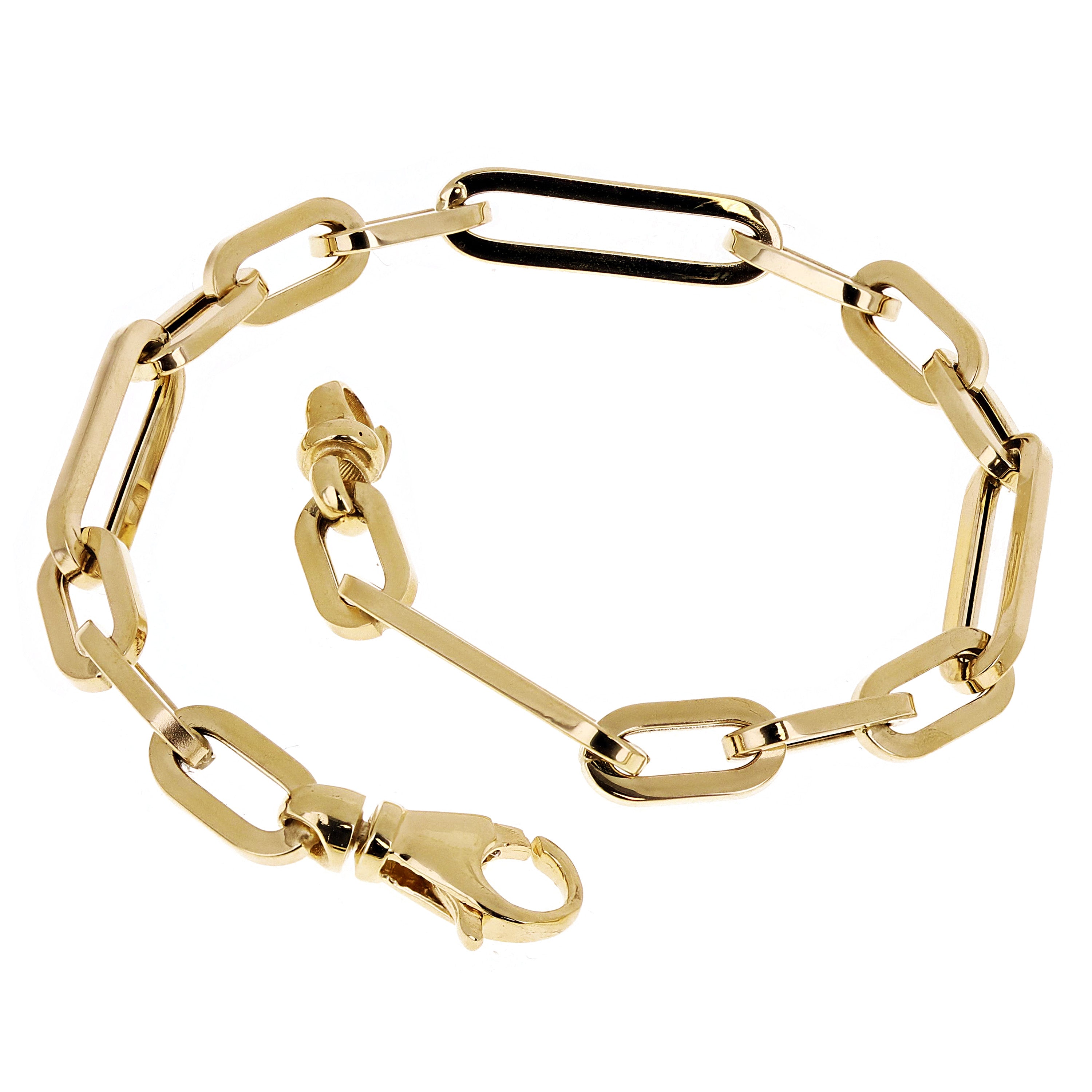 Italian 14k Yellow Gold Hollow Paper Clip Link Chain Bracelet 8" 6mm 7 grams - 8" 6mm 7 grams