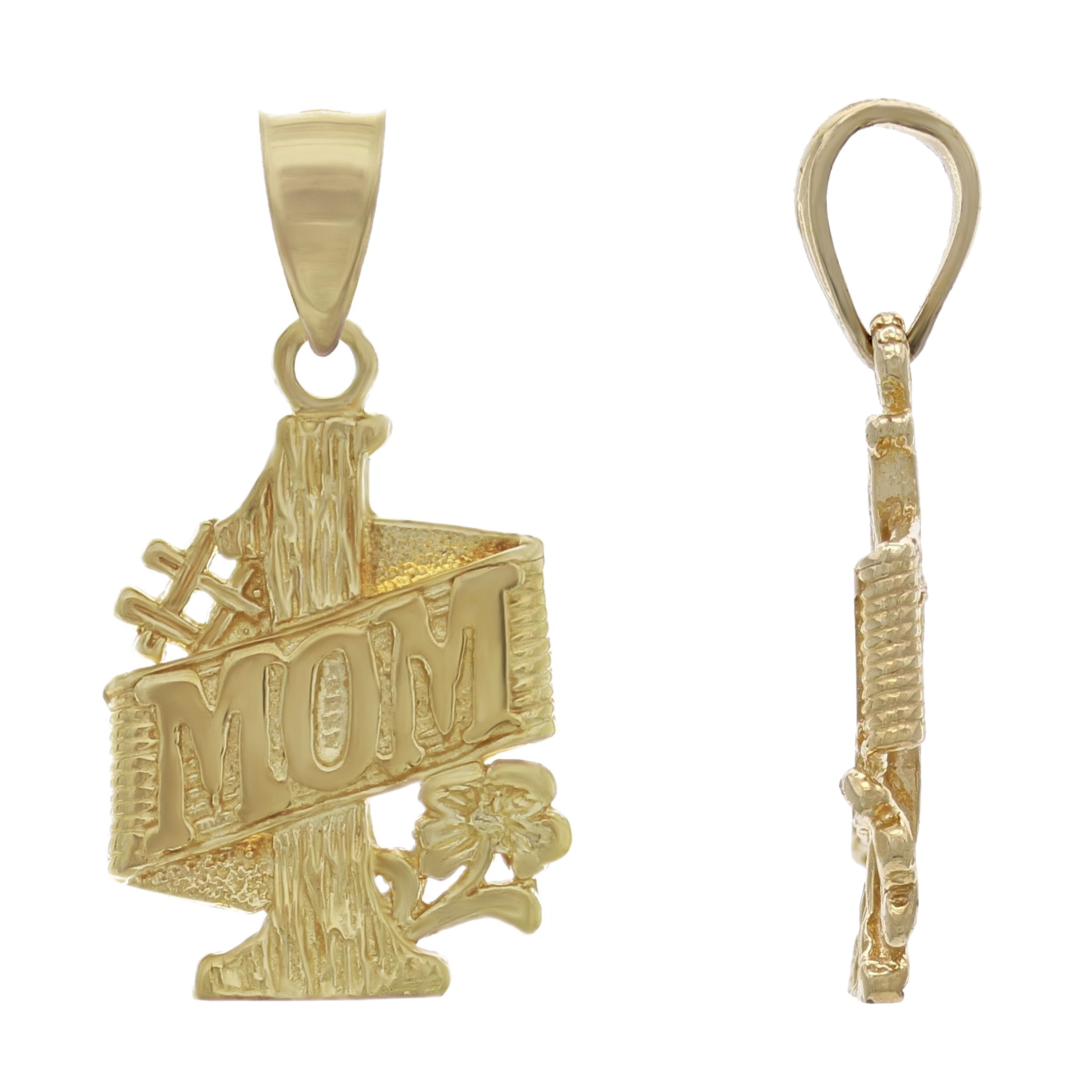 14k Yellow Gold Mother's Day Gift #1 MOM Pendant - Yellow