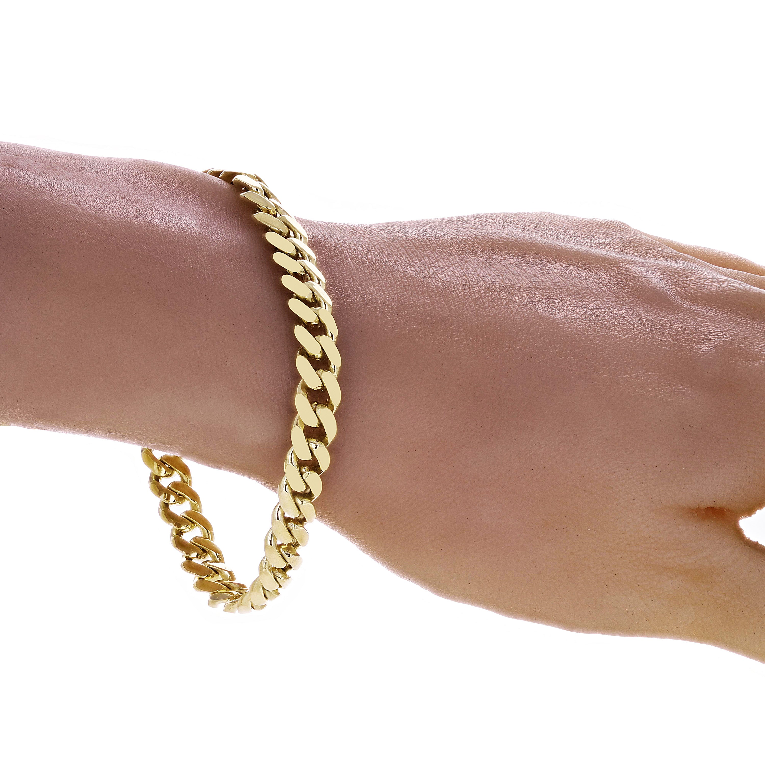 Men's 10k Yellow Gold Solid Miami Cuban Link Bracelet 7" 8mm 25.5 grams - 7"