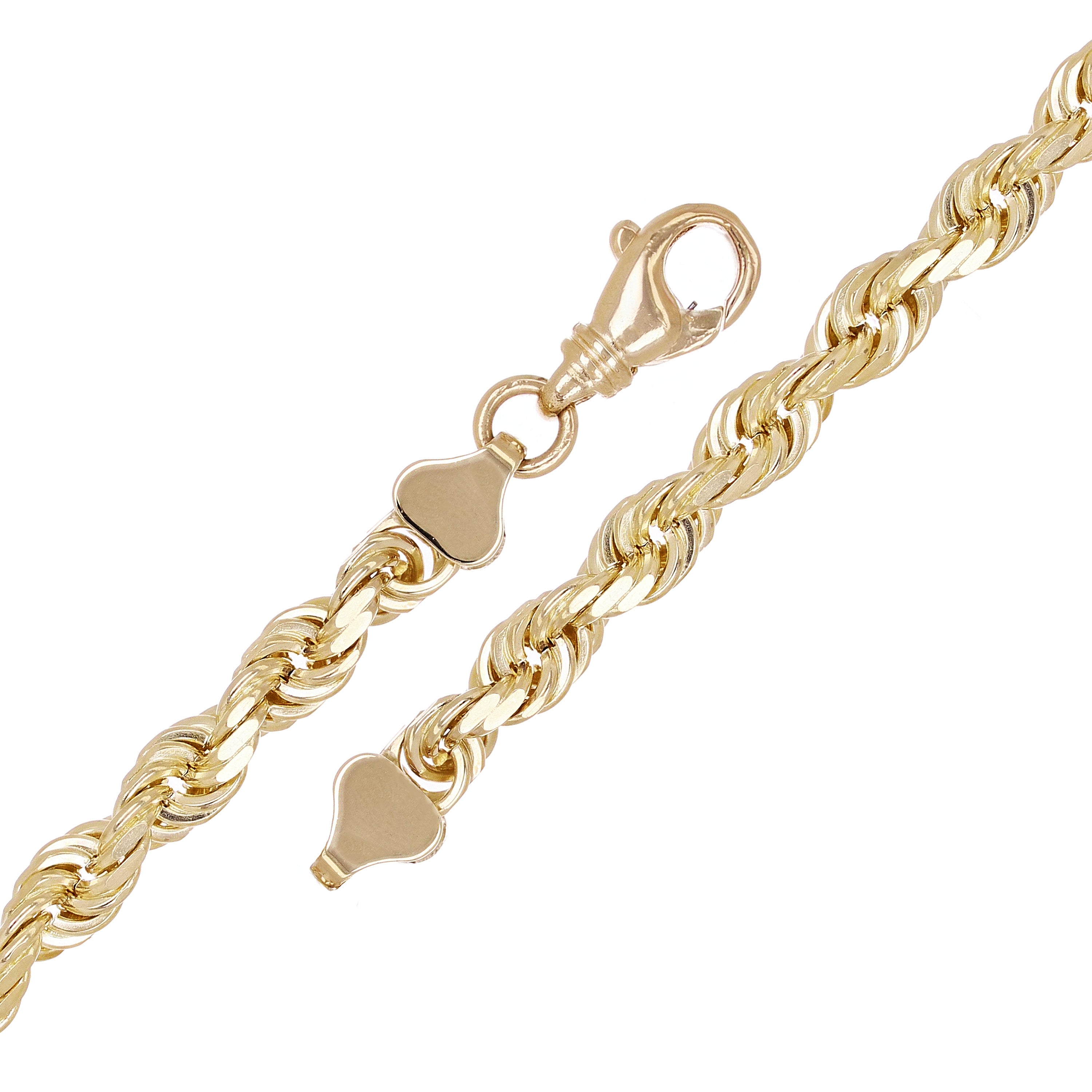 14k Yellow Gold Solid Diamond Cut Rope Chain Bracelet  8.25" 6.7mm 28.7 grams